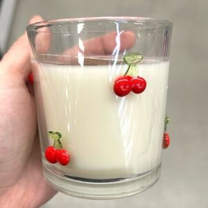 Cherry Decorated Glass Candle